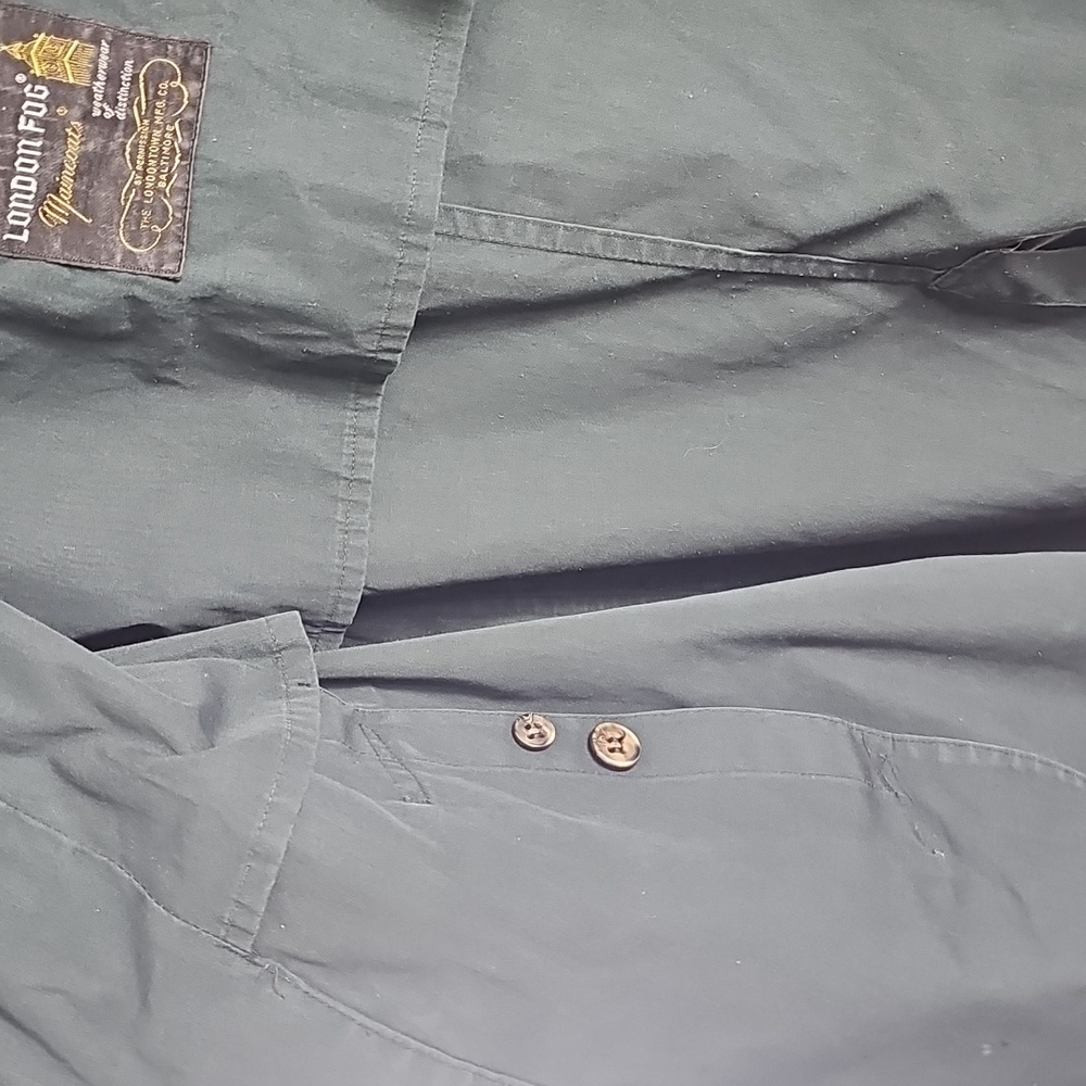 London Fog Green Trench Coat Classic Tailored Silhouette - Picture 4 of 5